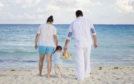 Family on beach vacation