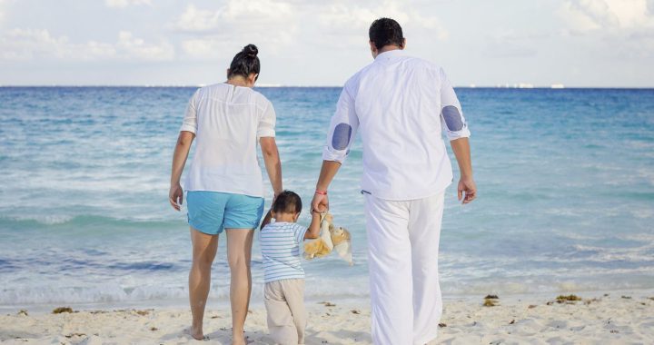 Family on beach vacation
