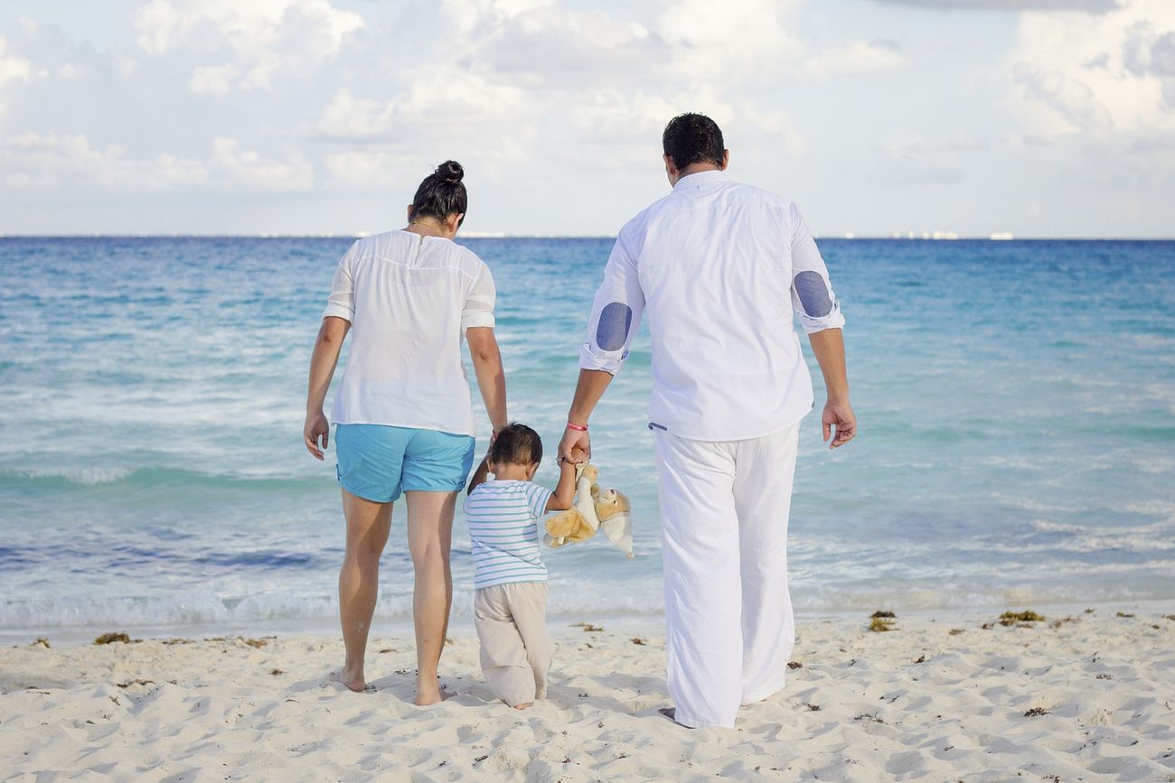 Family on beach vacation